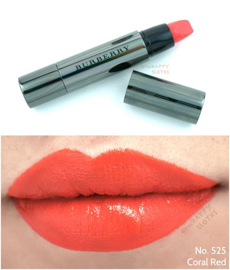 Burberry Coral Red (525) Full Kisses Lipstick Review & Swatches 